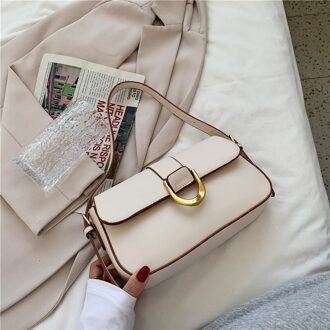 С Доставкой Eenvoudige Stijl Effen Kleur Kleine Pu Lederen Onderarm Crossbody Tassen Zomer Luxe Trendy Schouder Handtassen Beige