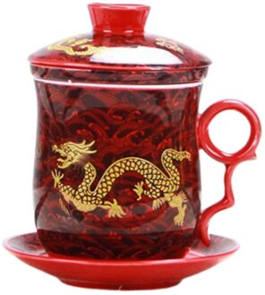 S Et Chinese Patroon Thee-Mok Met Zeef Theefilter En Schotel Keramische Thee Mok Handig Systeem chinese Porselein B