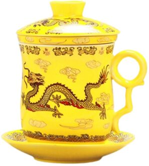 S Et Chinese Patroon Thee-Mok Met Zeef Theefilter En Schotel Keramische Thee Mok Handig Systeem chinese Porselein