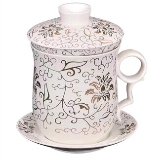 S Et Chinese Patroon Thee-Mok Met Zeef Theefilter En Schotel Keramische Thee Mok Handig Systeem chinese Porselein