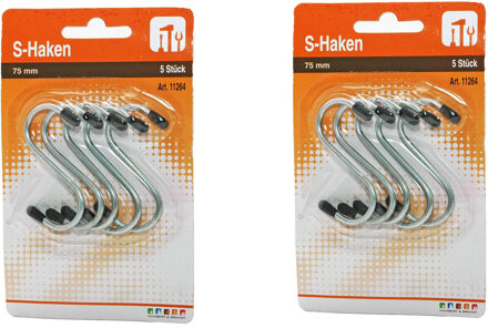 S-haken - 24x Stuks - metaal - 7,5 cm - ophanghaken voor keuken/ bestek