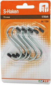 S-haken - 5x Stuks - metaal - 7,5 cm - ophanghaken voor keuken/ bestek