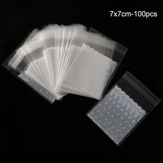 S/M/L100pcs/pack Wit kant Zelfklevende Party Bakkerij Brood Plastic Cookies Zakken Cellofaan Zakken snoep Zakken Voor Party S-7x7cm