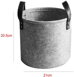 S/M/X/Xl Draagbare Grijs Ronde Wasmand Vilt Vuile Kleren Speelgoed Opslag Emmer Bin Met pu Lederen Handgrepen Thuis Organisator 20.5x21cm