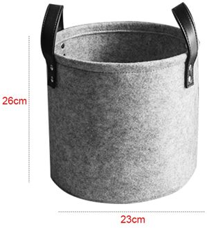 S/M/X/Xl Draagbare Grijs Ronde Wasmand Vilt Vuile Kleren Speelgoed Opslag Emmer Bin Met pu Lederen Handgrepen Thuis Organisator 26x23cm