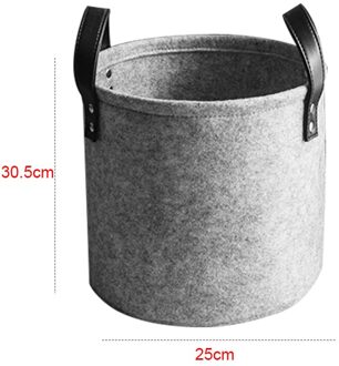S/M/X/Xl Draagbare Grijs Ronde Wasmand Vilt Vuile Kleren Speelgoed Opslag Emmer Bin Met pu Lederen Handgrepen Thuis Organisator 30.5x25cm