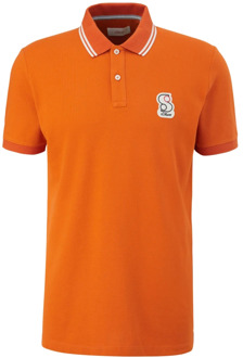 s.Oliver Heren Polo Shirt Korte Mouw Regular Fit s.Oliver , Orange , Heren - 2XL