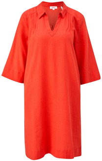 s.Oliver Linnenmix jurk met relaxte pasvorm s.Oliver , Orange , Dames - 2Xl,Xl,L,M,S,3Xl
