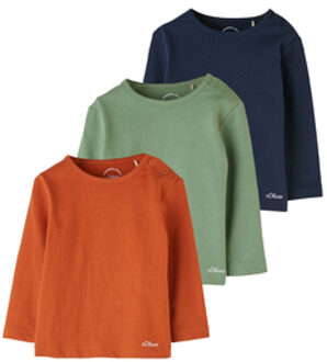 s.Oliver s. Olive r Shirt met lange mouwen 3-pack orange /groen/blauw Kleurrijk - 50/56