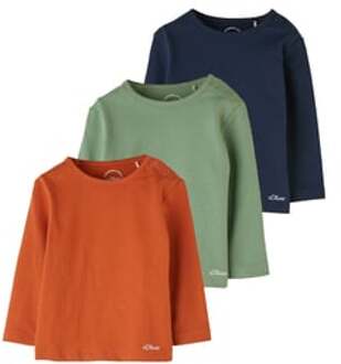 s.Oliver s. Olive r Shirt met lange mouwen 3-pack orange /groen/blauw Kleurrijk - 68