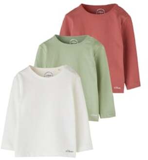 s.Oliver s. Olive r Shirt met lange mouwen 3-pack wit/groen/rood Kleurrijk - 62