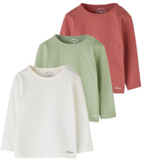 s.Oliver s. Olive r Shirt met lange mouwen 3-pack wit/groen/rood Kleurrijk - 68