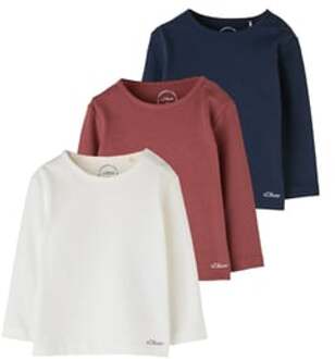 s.Oliver s. Olive r Shirt met lange mouwen 3-pack wit/rood/blauw Kleurrijk - Pasgeborene (0 - 6 jaar)