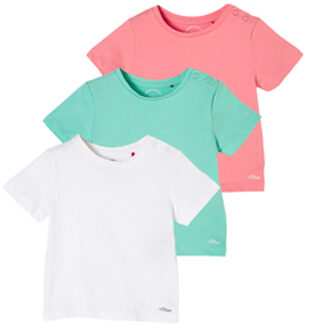 s.Oliver s. Olive r T-shirt 3-pack white / petrol /pink Kleurrijk - 68