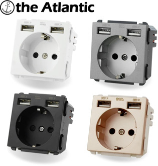 S Series- DE EU Power Socket Module With Dual USB Charging Function Module DIY Free Combination Socket Black White Gold Gray