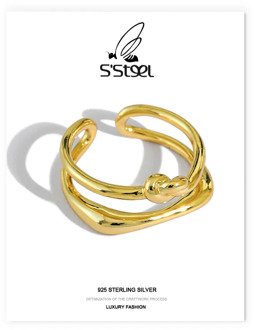 S'STEEL Bowkont Rings 925 Sterling Silver For Women Korean Minimalist Irregular Gold Designer Opening Ring Anillos Mujer Jewelry