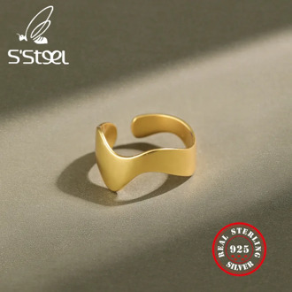 S'STEEL Gold Wave Engagement Ring 925 Sterling Silver Rings For Women Boho Anillo Plata 925 Mujer Accessories Minimalist Jewelry
