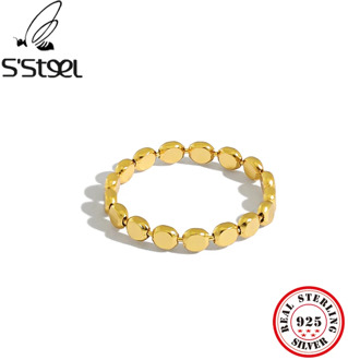 S'STEEL Korean Ring 925 Sterling Silver For Women Geometric Designer Gold Rings Sortijas De Plata De Ley 925 Mujer Fine Jewelry