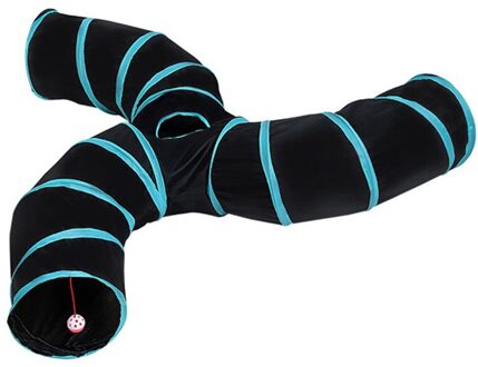 S-Type 3 Gaten Opvouwbare Kat Tunnel Buis Inklapbare Play Speelgoed Indoor Outdoor Kat Puppy Training Speelgoed kat Tent Buis Blauw