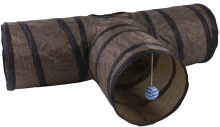 S-Type 3 Gaten Opvouwbare Kat Tunnel Buis Inklapbare Play Speelgoed Indoor Outdoor Kat Puppy Training Speelgoed kat Tent Buis bruin