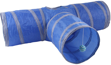 S-Type 3 Gaten Opvouwbare Kat Tunnel Buis Inklapbare Play Speelgoed Indoor Outdoor Kat Puppy Training Speelgoed kat Tent Buis licht blauw