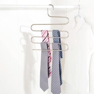 S-vormige 5 Lagen Broek Hanger Rack Badkamer Keuken organizer Broek Houder Tie Rack voor Kleerhanger Rvs