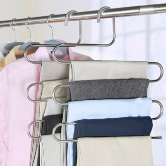 S-vormige 5 Lagen Broek Hanger Rack Badkamer Keuken organizer Broek Houder Tie Rack voor Kleerhanger Rvs