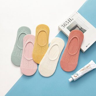 S023 Siliconen Antislip Onzichtbare Vrouwelijke Sokken 5 Paren/set Zomer Lente Effen Kleur Ankle Boot Sport Vrouwen Sokken 5 stk kleur B