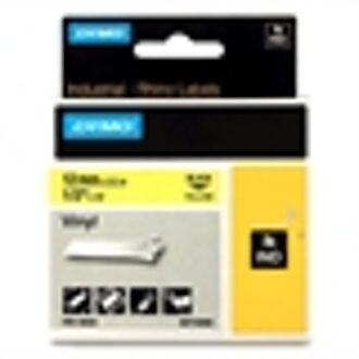 S0718450 / 18432 IND Rhino tape vinyl zwart op geel 12mm (origineel)