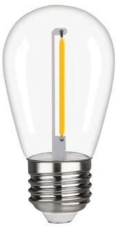 S14 LED Filamentlamp E27 - 3 Volt 0,6 Watt 35 lumen - 2700K warm wit - 15.000 branduren Transparant