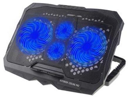 S18 Hoogteverstelbare Notebook Router Radiator 4-Fan Koeler Desktop Laptop Cooling Pad - Blauw Licht