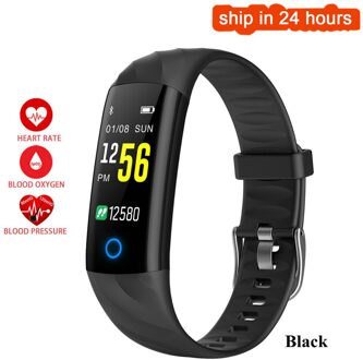 S5 Hartslag Smart Fitness Armband IP68 Waterdichte bloeddruk zuurstof Monitor Kleurenscherm Activiteit Tracker Slimme Band zwart