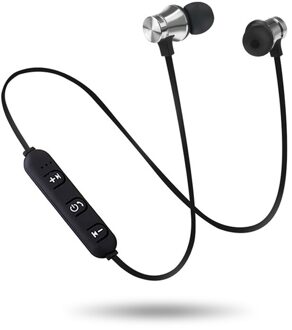 S8 Magnetische Draadloze Bluetooth Oortelefoon Stereo Sport Waterdichte Oordopjes Draadloze In-Ear Headset Forsamsung Iphone Xiaomi Huawei Zilver