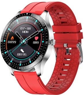 S80 Mannen Smart Horloge Fitness Tracker Hartslag Slaap Monitor Multi-Sport Camping IP67 Waterdichte Smartwatch Voor Ios Android rood silicone