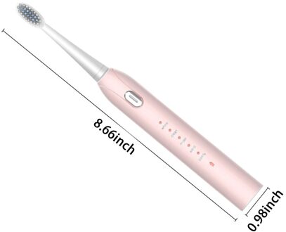 S802 Sonic Electric Toothbrush Adult Timer Brush 5 Mode Usb Charger Rechargeable Tooth Brushes Replacement Heads Set roze