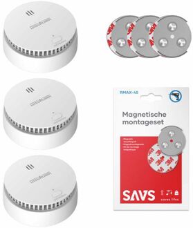 SA20A Rookmelder 3-pack + SAVS® Montageset Wit
