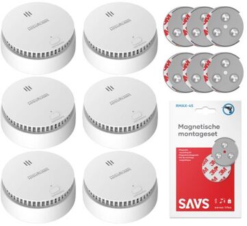 SA20A Rookmelder 6-pack + SAVS® Montageset Wit
