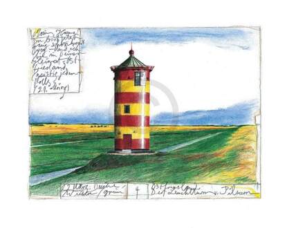 Sabine Gerke - Der Leuchtturm Von Pilsum Kunstdruk 30x24cm