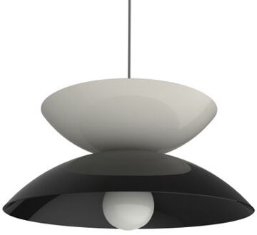 Sablier Hanglamp, 1x E27, Metaal, Zwart Glanzend/wit, D40cm