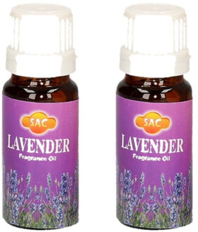 Sac 4x stuks geurolie lavendel geur 10 ml flesje - Aromaolie/parfumolie voor in geurbranders - Aromatische oliën