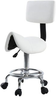 Saddle Chair Dental Roll Chair Saddle PU Leather Dentist Spa Rolling Stool with Back Support for Beauty Tattoo