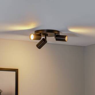 Sado plafondspot, 3-lamps, antraciet, staal, verstelbaar antraciet geborsteld