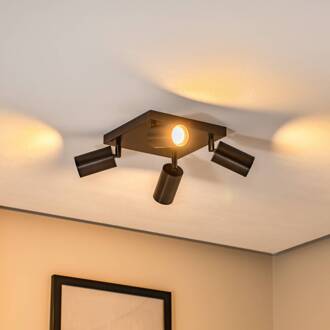 Sado plafondspot, 4-lamps, antraciet, staal, verstelbaar antraciet geborsteld