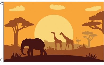 Safari dieren thema Afrika vlag - 90 x 150 cm - Jungle - Polyester