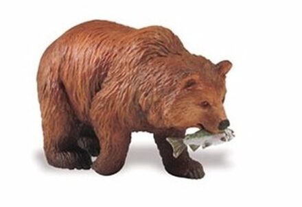 Safari LTD Plastic speelgoed figuur grizzlybeer 8 cm met zalm
