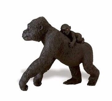 Safari LTD Plastic speelgoed figuur laagland gorilla met baby 11 cm Multi