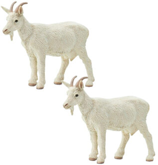 Safari LTD Set van 2x stuks speelgoed nep witte geiten 8 cm - Speelfiguren