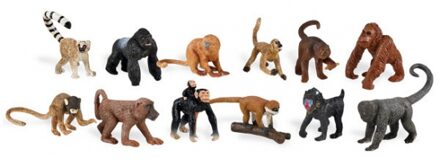 Safari LTD speelfiguren apen mix - 12x stuks - kunststof - dieren - speeldieren