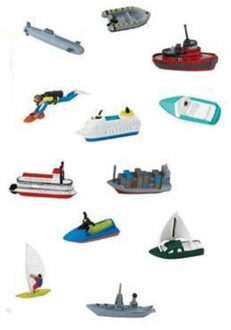 Safari LTD speelgoed bootjes - 12 stuks - Plastic - boten - vaartuigenspeelgoed Multi