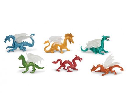 Safari LTD Speelgoed figuur setje draken - 6x stuks - mytische dieren - kunststof - 5 cm Multi